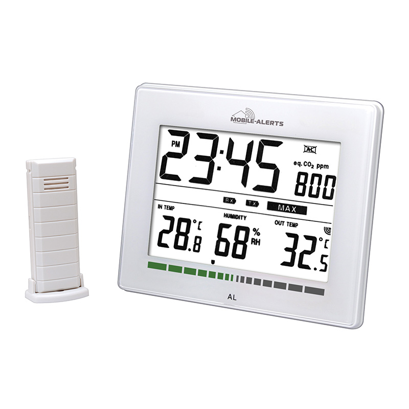 Détecteur de mesure CO2 grand format avec horloge murale WL 1040